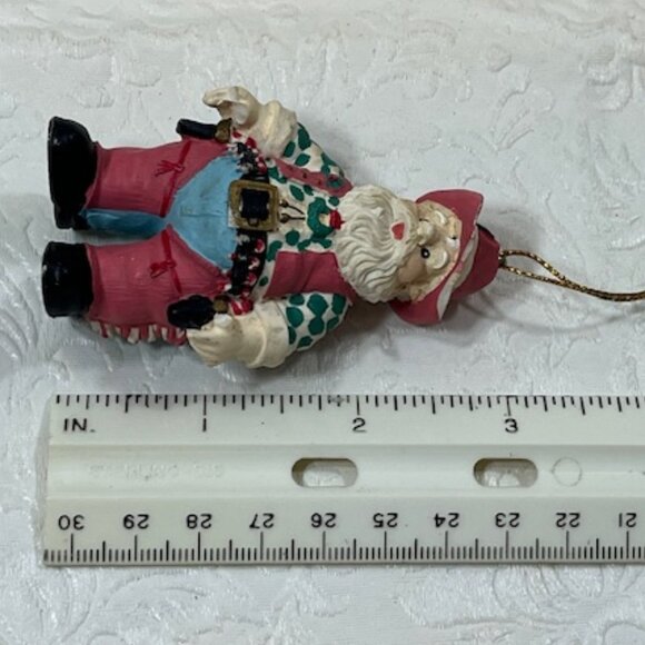 VTG Cowboy Santa Hand Painted Standing Hanging Tree Ornament 3"x1.75" - Picture 7 of 16